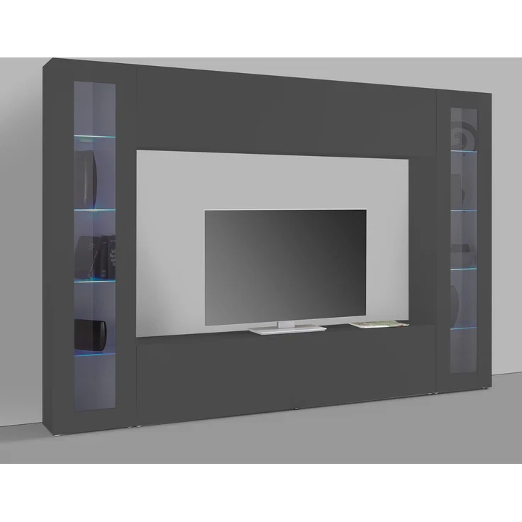 Wohnwand >Benevent< (4-teilig) in Anthrazit matt - 260x180x30 (BxHxT) – Bild 1