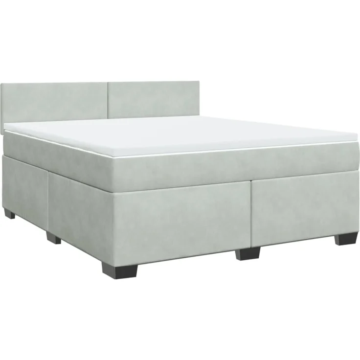 vidaXL Boxspringbett mit Matratze Hellgrau 180x200 cm Samt 3288672 – Bild 3