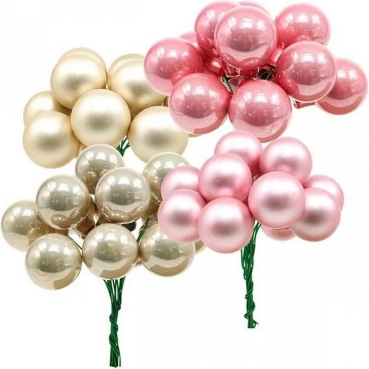 Viana Weihnachtsbaumkugel Mini Weihnachtskugeln am Draht 20mm in Rosa und Champagner, 140 Stück – Bild 3