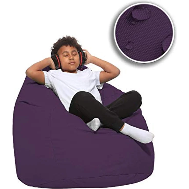 HomeIdeal - Sitzsack XXL Bodenkissen für Erwachsene & Kinder - Geeignet für Gaming oder Entspannen - Indoor wie Outdoor da er Wasserfest ist - mit EPS Perlen, Farbe:Lila, Größe:XXL – Bild 9