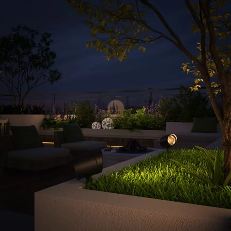 CALEX LED Gartenstrahler mit Erdspieß, warmweißes Licht (2700K), IP44 Wetterbeständig, Schwarz – Bild 4