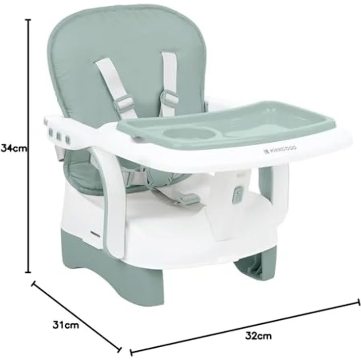 Kikkaboo Kinderstuhl, Boostersitz Chewy, Doppeltablett, Sicherheitsgurt, faltbar grün – Bild 2