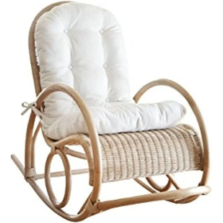 Schaukelstuhl aus Rattan handgefertigt, beige – Bild 4