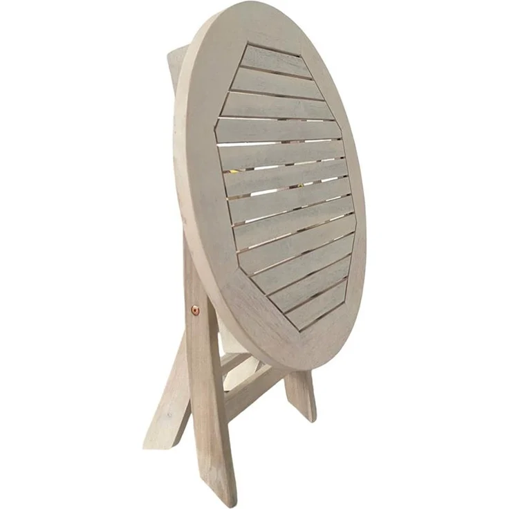 Klapptisch Balkontisch Beistelltisch 48 cm Rund Akazienholz Gartentisch Weiß – Bild 7