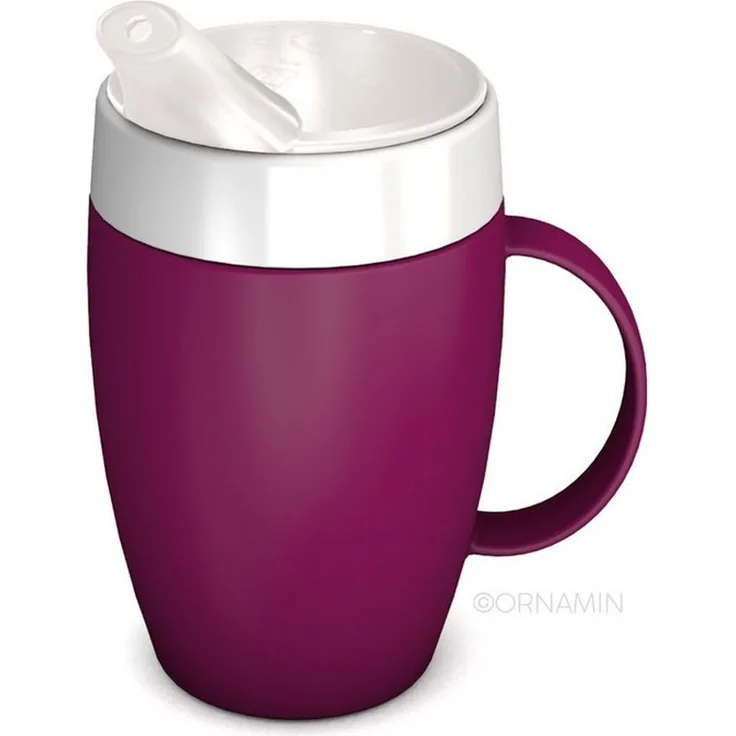 Ornamin Schnabelbecher Becher mit Trink-Trick mit Schnabelaufsatz/Trinkaufsatz, 2-tlg, Kunststoff, Trinkhilfe l Alltagshilfe l BPA-frei l Made in Germany