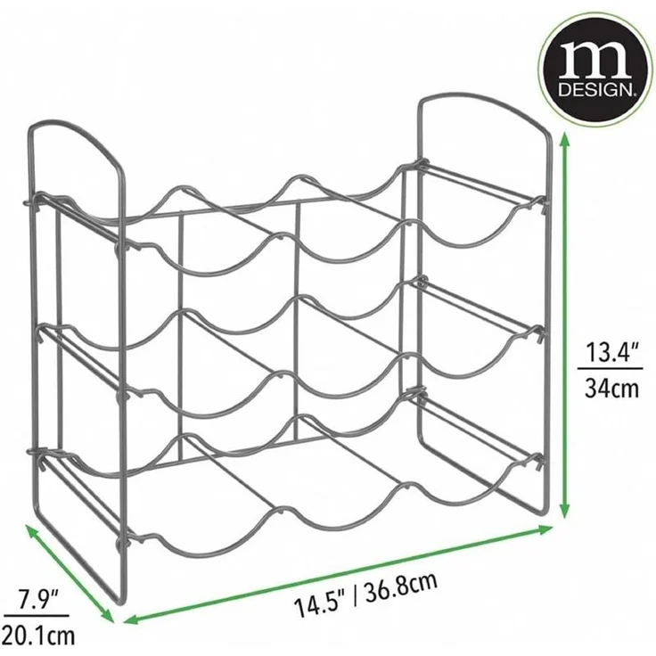 Weinregal Flaschenregal 9 Flaschen Metall mDesign klappbar 37 x 34 cm Dunkelgrau – Bild 2