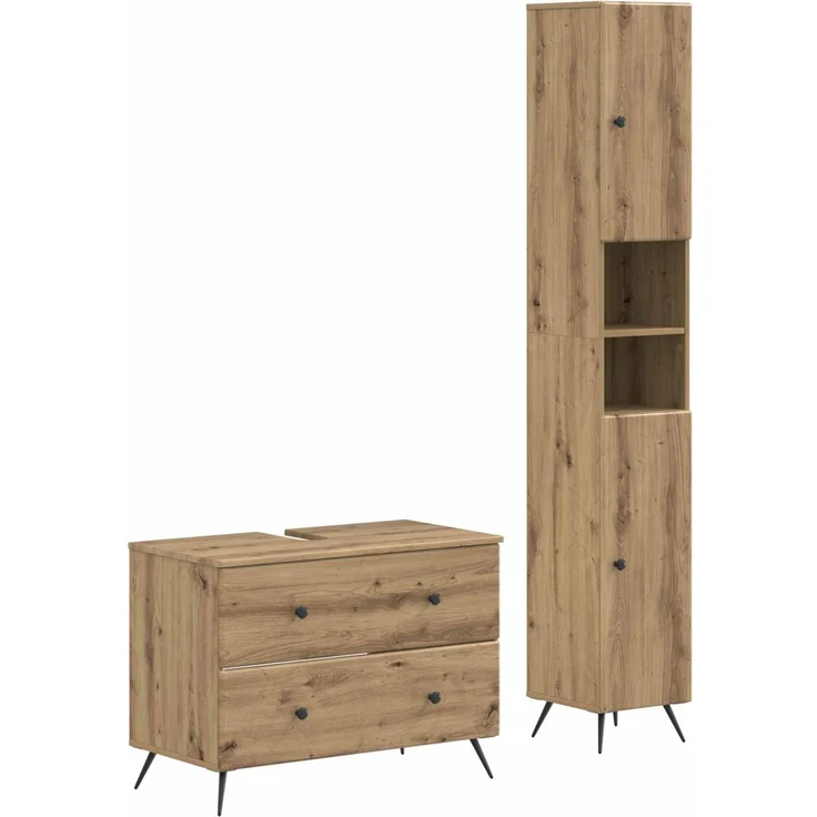 vidaXL 2-teiliges Badezimmer Schrank Set BREDA Artisan-Eiche 3417566 – Bild 2