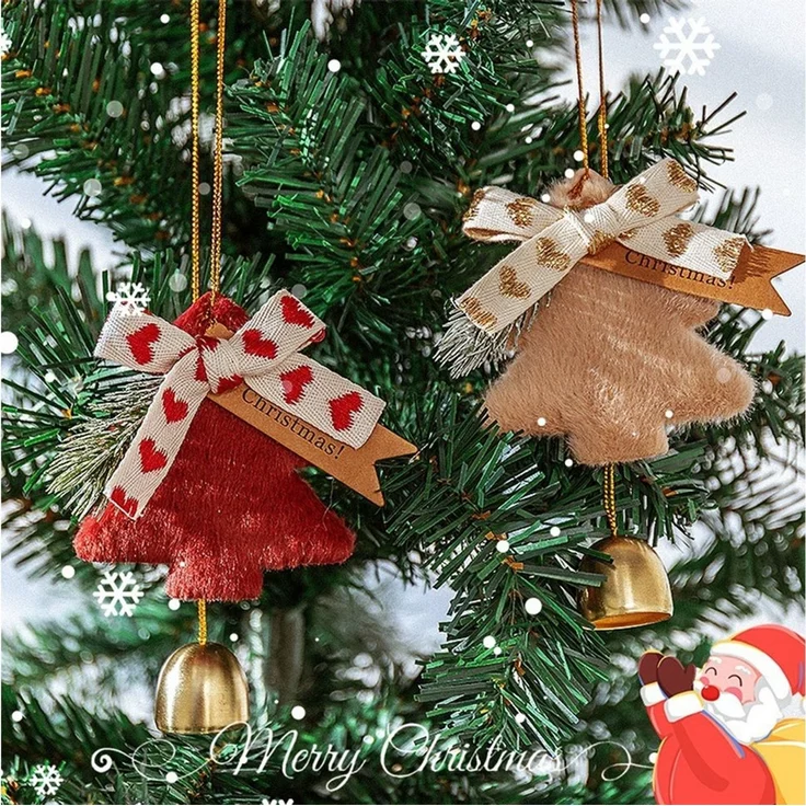 CLTYQ Christbaumschmuck Christbaumschmuck Schneeflocken,Weihnachtsbaum Anhänger mit Glocke (4-tlg), Plüschdekoration,Weihnachtsbaum Ornamente für den Winter,Geschenk – Bild 2