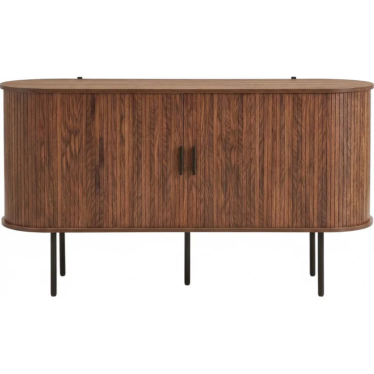 Merax Sideboard mit Rolljalousie-Türen, Aluminiumgriffen & Eisenbeinen – Vielseitiger Aufbewahrungsschrank für Wohnzimmer, Esszimmer & moderne Einrichtung – Bild 9
