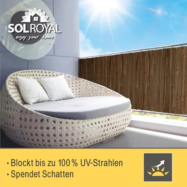 Sol Royal Dunkelbrauner Split Bambus Sichtschutz 140x600 cm – Sichtschutz Bambus Zaun Bambusmatte Gartensichtschutz Balkon Sichtschutzzaun – Natursichtschutz Witterungsbeständig B55 – Bild 4