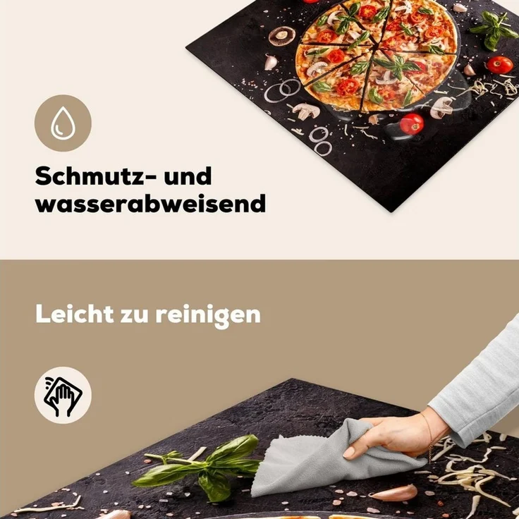 MuchoWow Herd-Abdeckplatte Pizza - Gemüse - Kräuter - Küche - Industrie, Vinyl, (1 tlg), Herdabdeckplatten für Ceranfeld, Induktionsschutz, 65x55 cm – Bild 4