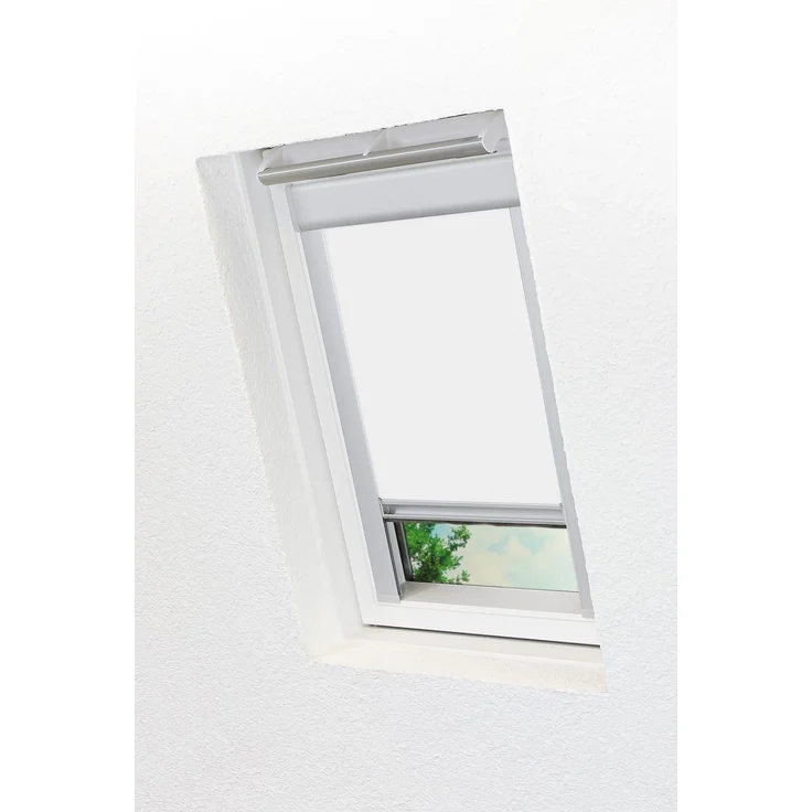 Lysel - Qualitätsdachfensterrollo abdunkelnd reinweiß Rollo geeignet für Velux Dachfenster 304, 334, M04, M34, MK34, 1, (B x H) 61.30cm x 74cm in weiß/reinweiß – Bild 1