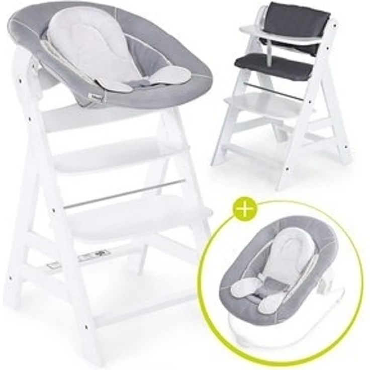 Hauck Hochstuhl Alpha Plus White - Newborn Set (Set, 4 St), Holz Babystuhl ab Geburt inkl. Aufsatz für Neugeborene & Sitzauflage – Bild 6
