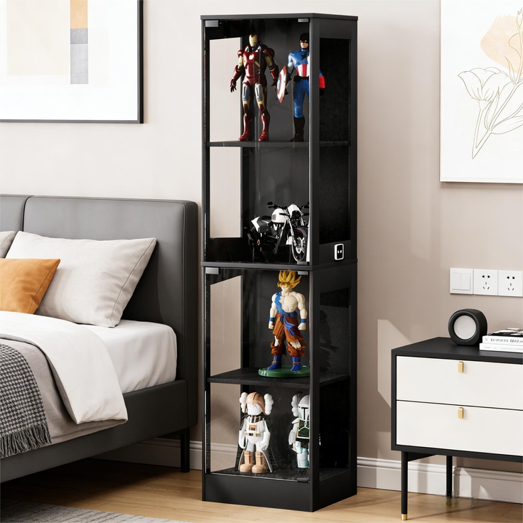 Glasvitrine 40 x 35 x 165 cm mit Glastüren, LED-Beleuchtung und Bewegungssensor – Bild 4