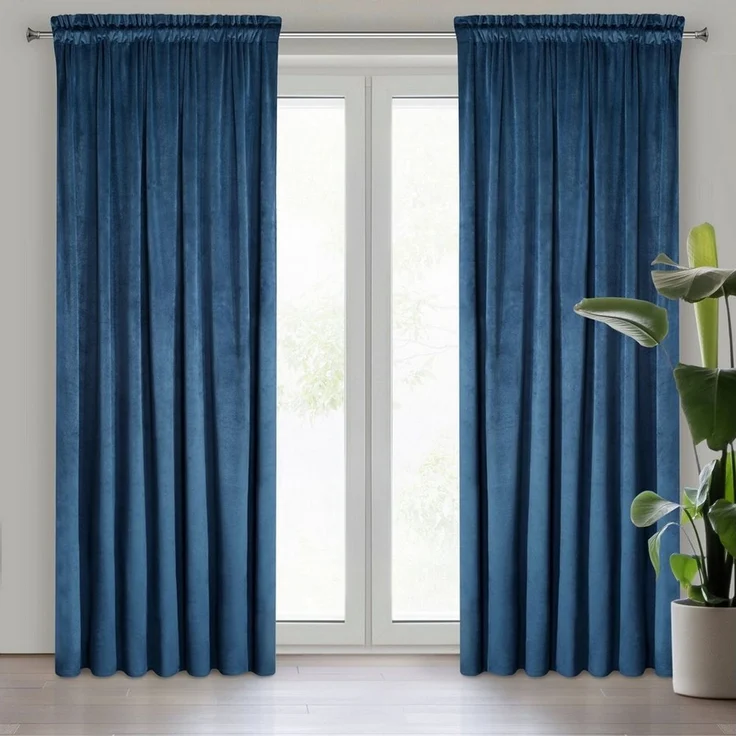 Eurofirany Vorhang VELVET (2 St), Kräuselband, blickdicht, Samt, 2er-Set Vorhang aus Velvet, mit mittlerem Verdunkelungsgrad, Tunnelzug – Bild 1