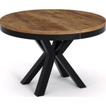 Runder Ausziehbarer Esstisch Weiß - Tisch im Loft-Stil mit Metallbeinen - Industrieller Tisch für Wohnzimmer - Spacesaver - Eiche Lefkas - Schwarz - 100 cm