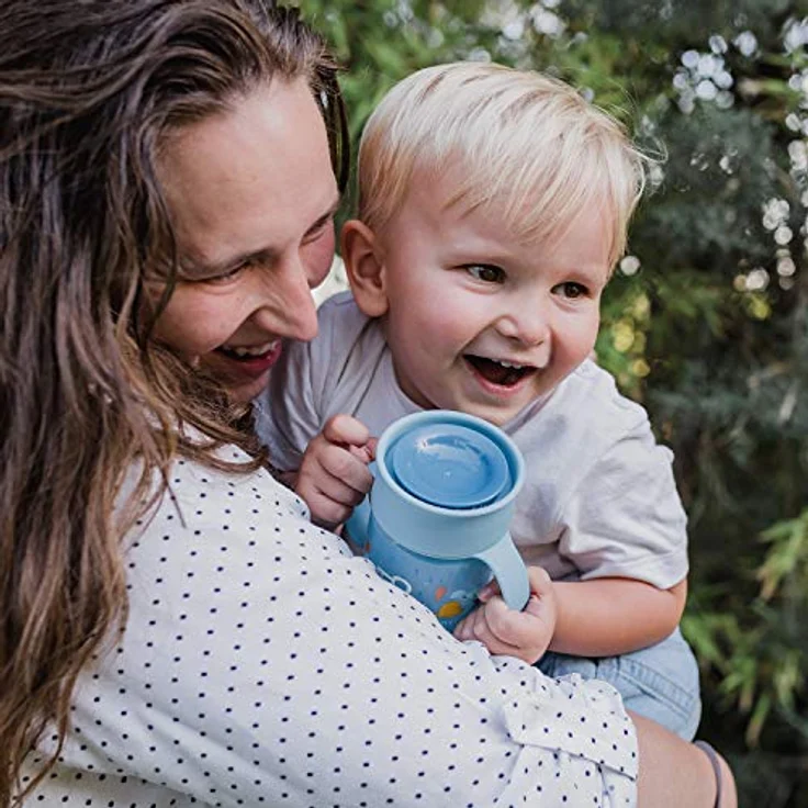 SUAVINEX Trinkbecher für Babys, mit Griffen und Auslaufschutz, für Babys + 12 Monate, spülmaschinenfest, blau, 340 ml, 401195 – Bild 6