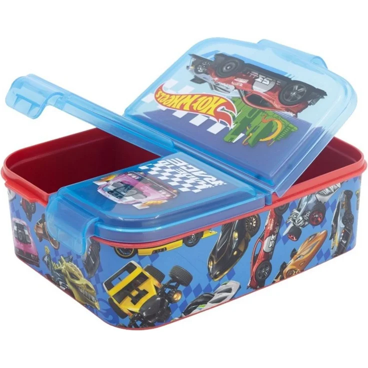 Stor Lunchbox Brotdose Hot Wheels 3 getrennte Fächer Vesper Dose – Bild 1