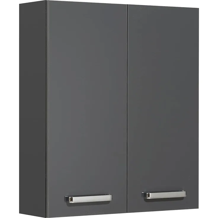 Pelipal Badezimmer Hängeschrank; 311 in Grau-Anthrazit, Glanz, 60 cm breit | Bad Wandschrank; mit 2 Türen und 2 Glas-Einlegeböden