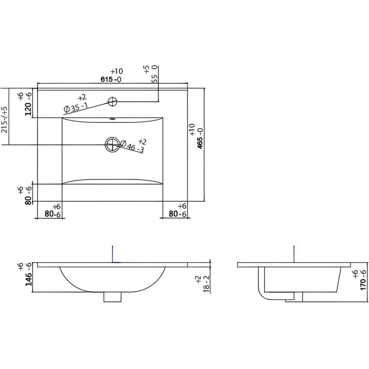 Vente-unique - ZEVARA Waschbeckenmöbel Holz, PlatteKeramik Schwarz - B 46 cm x H 57 cm x L 60 cm – Bild 3