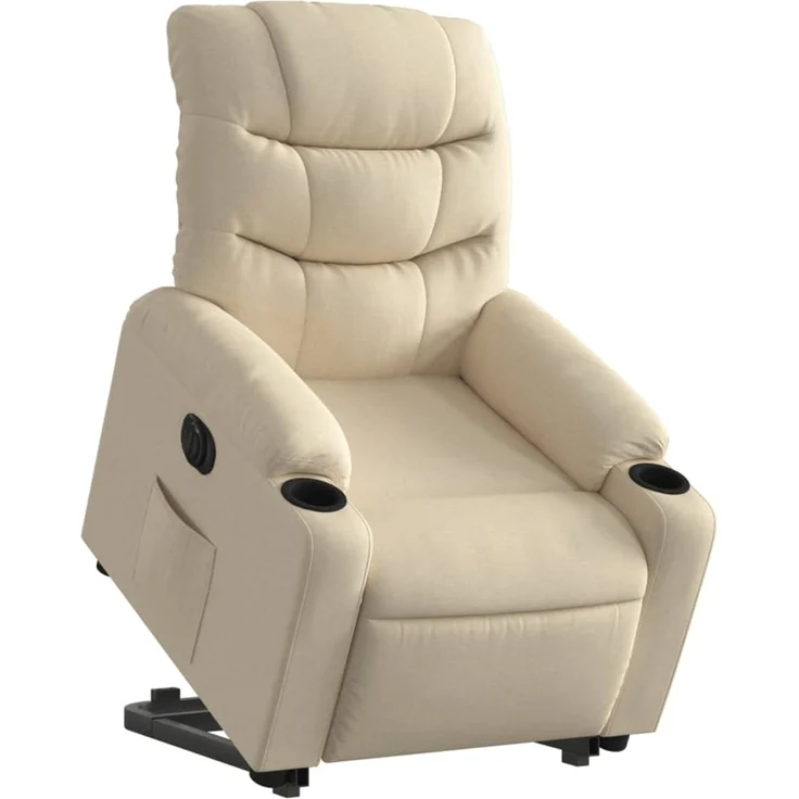 Relaxsessel, Fernsehsessel, Schlafsessel mit Aufstehhilfe Elektrisch Creme Stoff – Bild 3