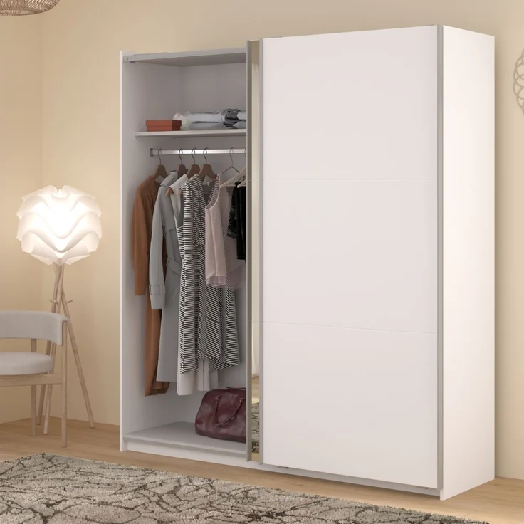 Kleiderschrank Swing in weiß mit Spiegel 178 cm – Bild 3