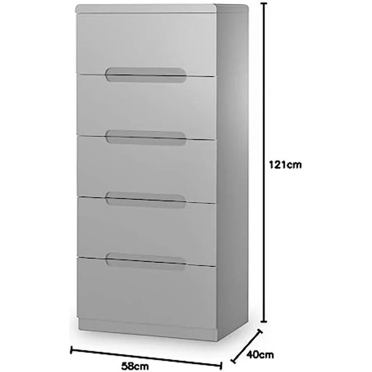 Julian Bowen Manhattan schmale Kommode mit 5 Schubladen, grau – Bild 3