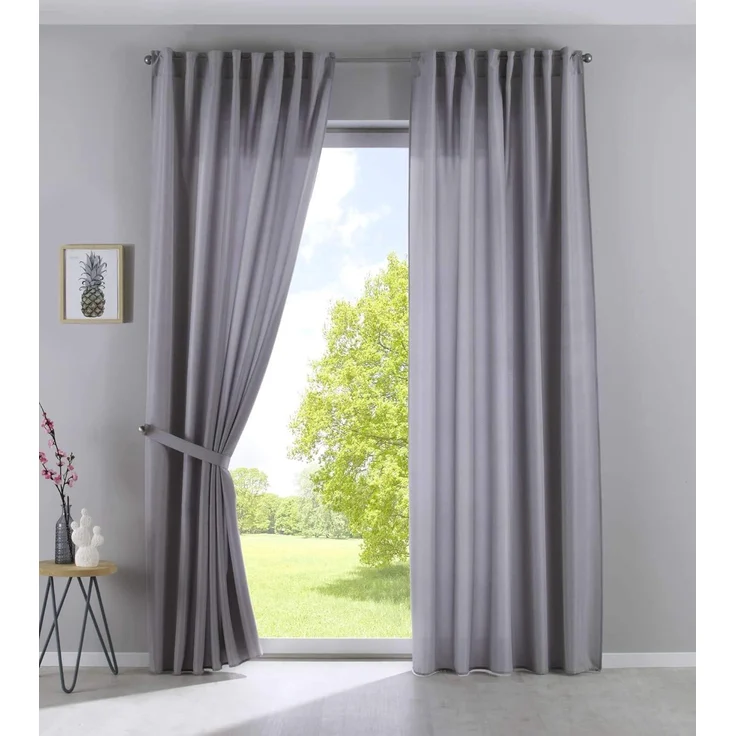 Gardinenbox Vorhang (2 St), verdecketeSchlaufen, transparent, Leinen-Optik, Cationic »JENA« Blickdicht Leinen Optik Meliert extra Breit 2019037-2 – Bild 1