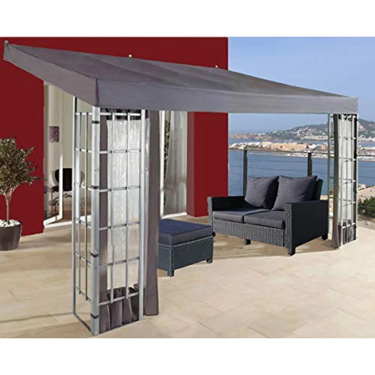QUICK STAR Rank Anbau 3x4m Pavillon Anthrazit mit 3 Seitenteilen und stabilen Stahlgestell – Bild 1