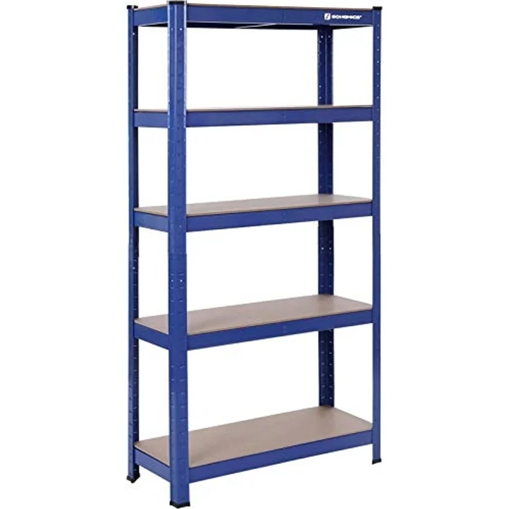 Songmics Schwerlastregal mit 5 Ablagen, Stahl / MDF, Blau, 150 x 30 x 75 cm – Bild 1