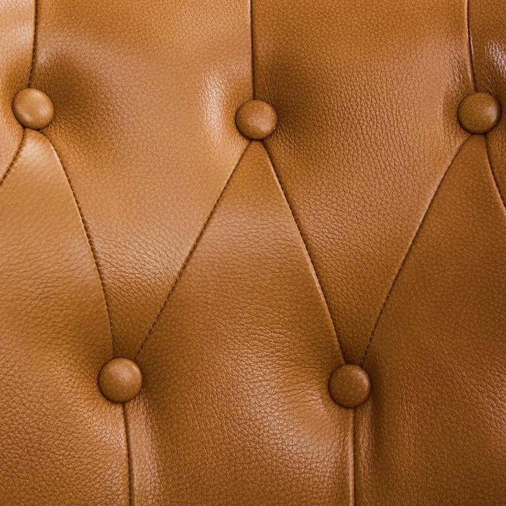 Echtleder Sessel,Loungesessel Wohnzimmer,Kautschukholz Massivholz,Einzelstuhl,Pull-Point Knöpfe, Esszimmerstuhl,bis 150 kg,Hellbraun – Bild 9