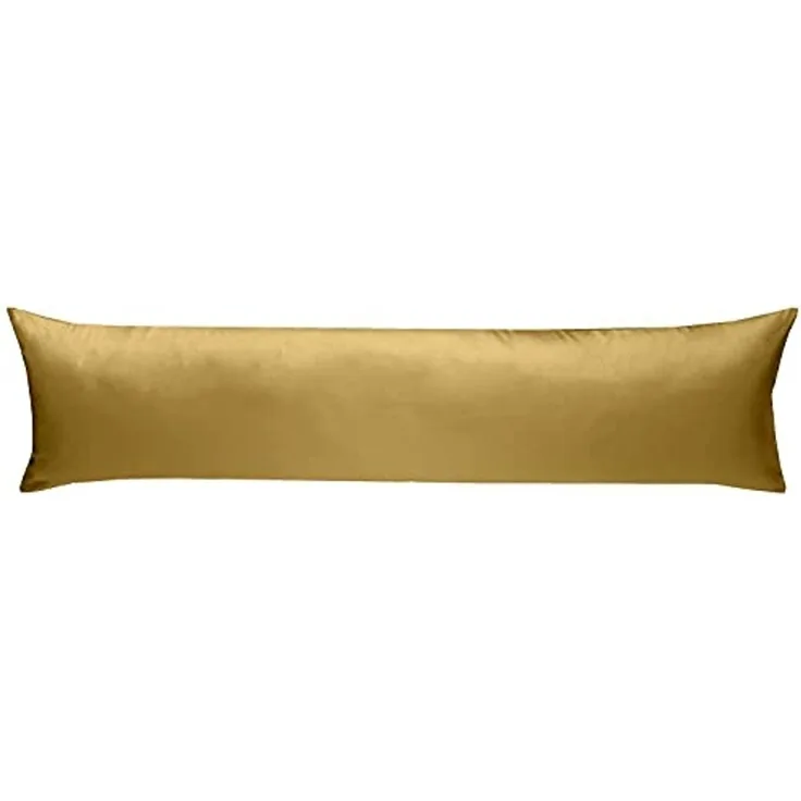 Mako-Satin Seitenschläferkissen Bezug uni / einfarbig gold 40x145 cm von Bettwaesche-mit-Stil