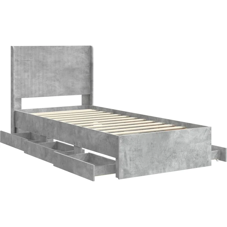 vidaXL Bettgestell mit Stauraum und Kopfteil Betongrau 90 x 190 cm 3413986 – Bild 5