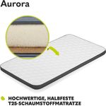 Lionelo Aurora 3 in 1 Babybett bis 9 kg, Beistellbett, Wiege, Höhenverstellug und Einstellung der Neigung der Matratze, 4 Räder mit Bremse Ergonomische Matratze Tasche