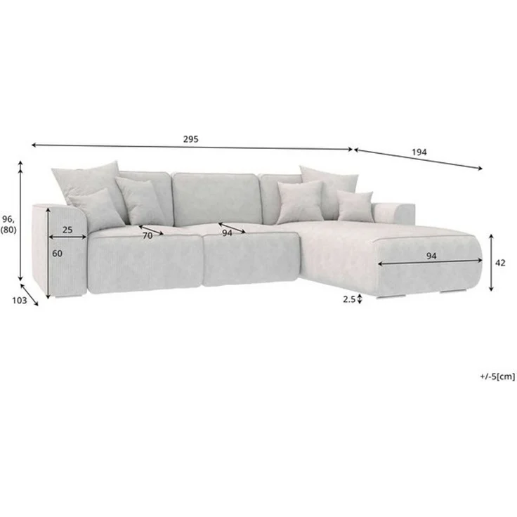 99rooms Gusto Ecksofa Cordstoff POSO Schwarz Rechts mit Schlaffunktion – Bild 4