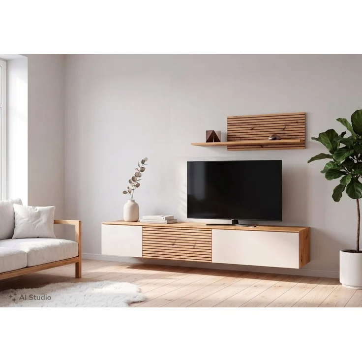 OTTO home Wohnwand Paroli, mit Lowboard und Paneel, modern, 200 cm breit, hängend und stehend montierbar, moderne Streifen – Bild 2