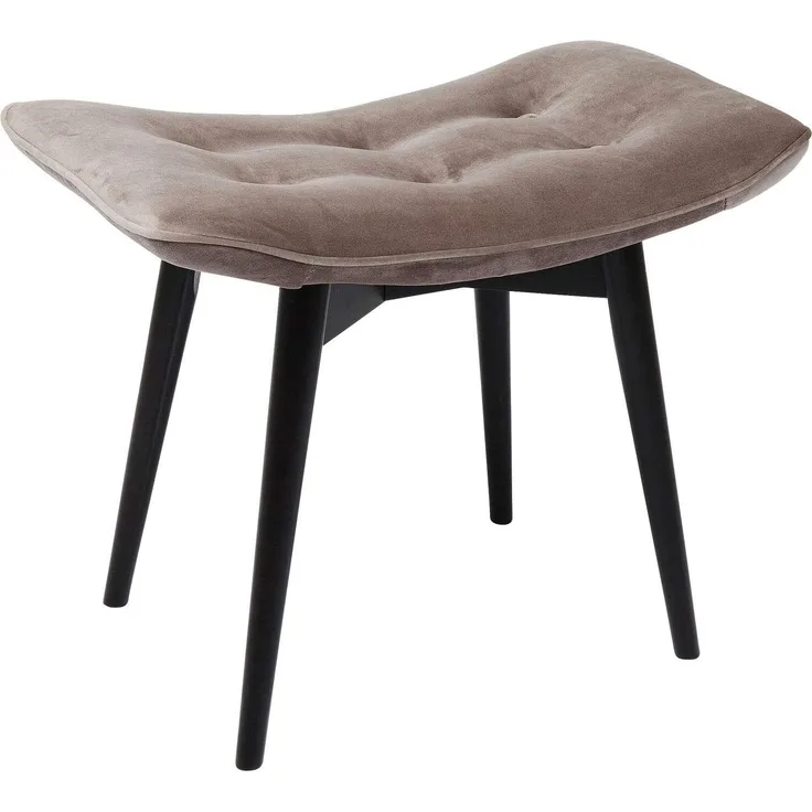 Kare Design Hocker Black Vicky Velvet Grau, 46 x 59 x 37 cm