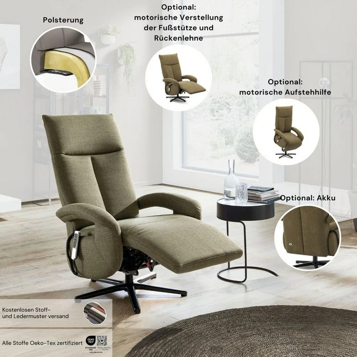 sit&more TV-Sessel Zoe, inkl. Kopfteilverstellung & 360° Drehfunktion, wahlweise mit 2 Motoren, Akku & Aufstehhilfe – Bild 3