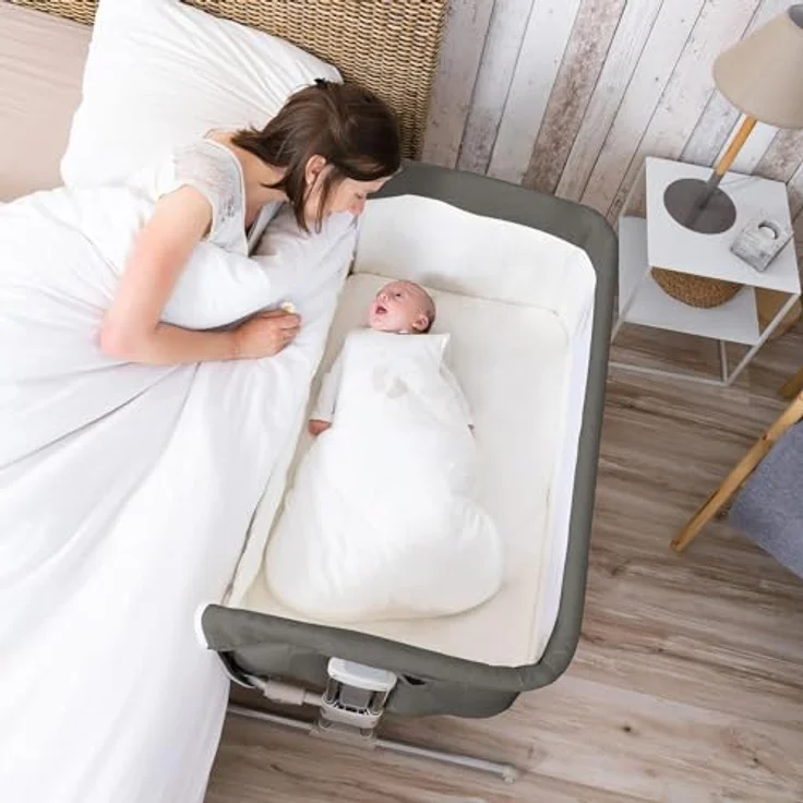 Bebeconfort Beistellbett Calidoo, höhenverstellbares Babybett, gemütlich und weich gepolstert, das Beistellbettchen ist nutzbar ab der Geburt bis max. 9 kg, Grey Mist – Bild 9