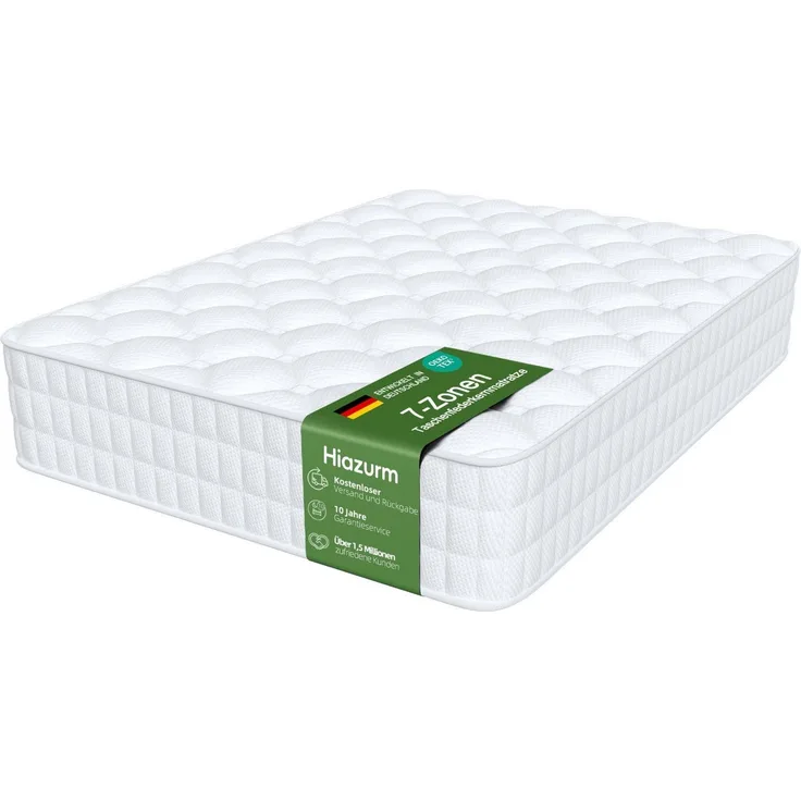 Taschenfederkernmatratze Matratze, 7 Zone Federkernmatratze Matratzen mit Spannbettlaken, Hiazurm, 22 cm hoch, (Atmungsaktiv, Rückenentlastung, Orthopädisch, Matratze 90x200 cm), Matratze 90x200 für Kinder und Erwachsene