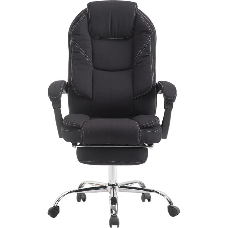 Bürostuhl MEDHA Stoff - 114x67x64, Schwarz Stoff Metall in Chromoptik Gestell ergonomische Bürostühle Homeoffice Stuhl mit Rollen – Bild 3