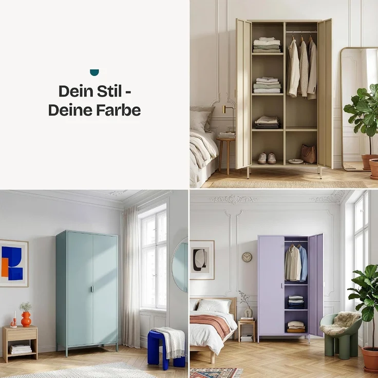 Kleiderschrank Esteli 170x80x45 cm Stahl Grau [en. casa] – Bild 9