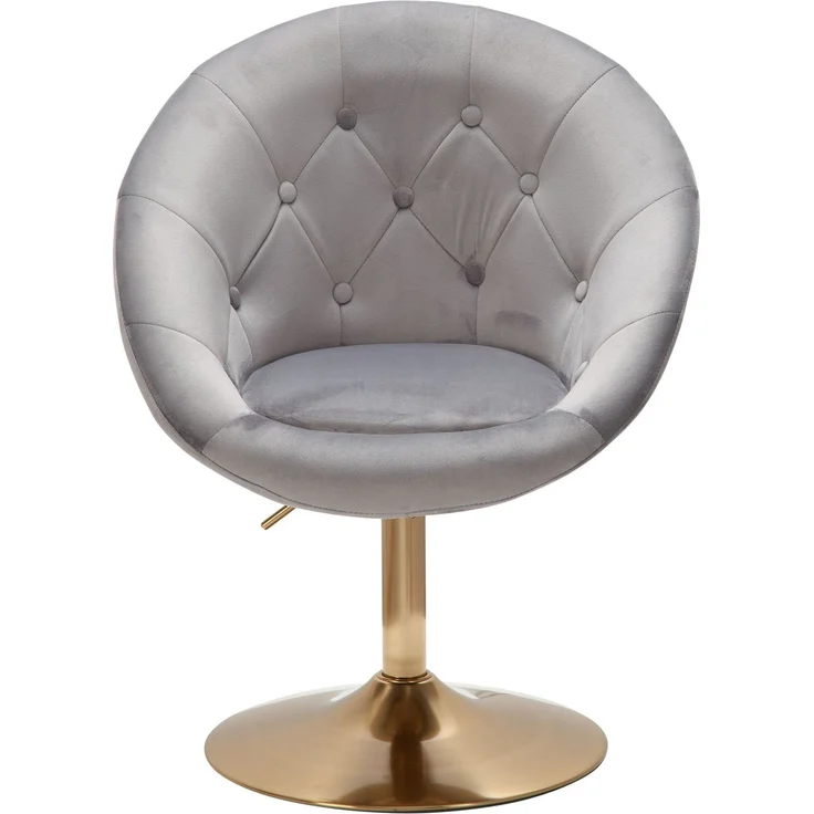 Loungesessel Samt Grau Gold Design Drehstuhl mit Rückenlehne – Bild 17