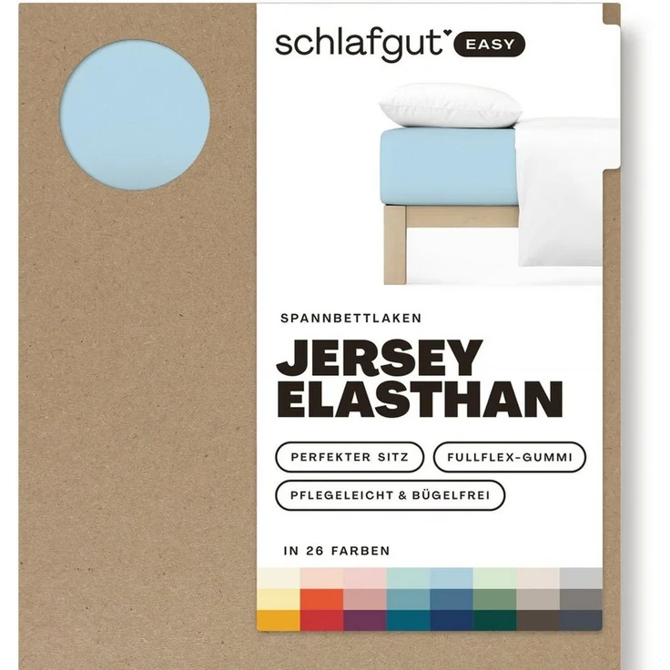 Schlafgut 'Easy' Spannbettlaken, MADE IN GREEN by OEKO-TEX®, Gummizug: rundum, Jersey Elasthan, Blue Light, S 90x190cm - 100x220cm – Bild 2