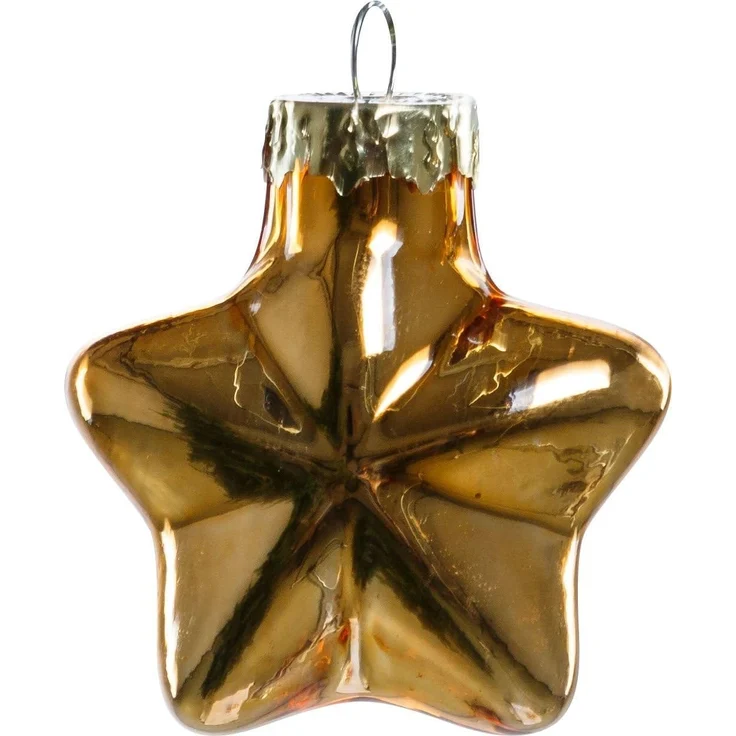TrendLine Mini-Glas-Sterne hellgold Ø 4 cm 12 Stück Weihnachtsdekoration Baum – Bild 2