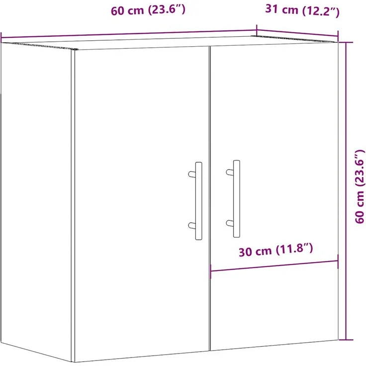 vidaXL Wandschrank Artisan-Eiche 60x31x60 cm Holzwerkstoff 857301 – Bild 10
