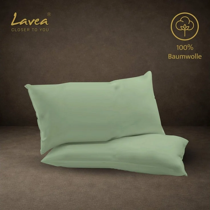 Lavea Kissenbezug 2er Set 100% Baumwolle flauschig, Jasmin, Kissenhülle, Kissenbezüge, (2 Stück), pflegeleicht, langlebige Qualität, mit Reißverschluss – Bild 4