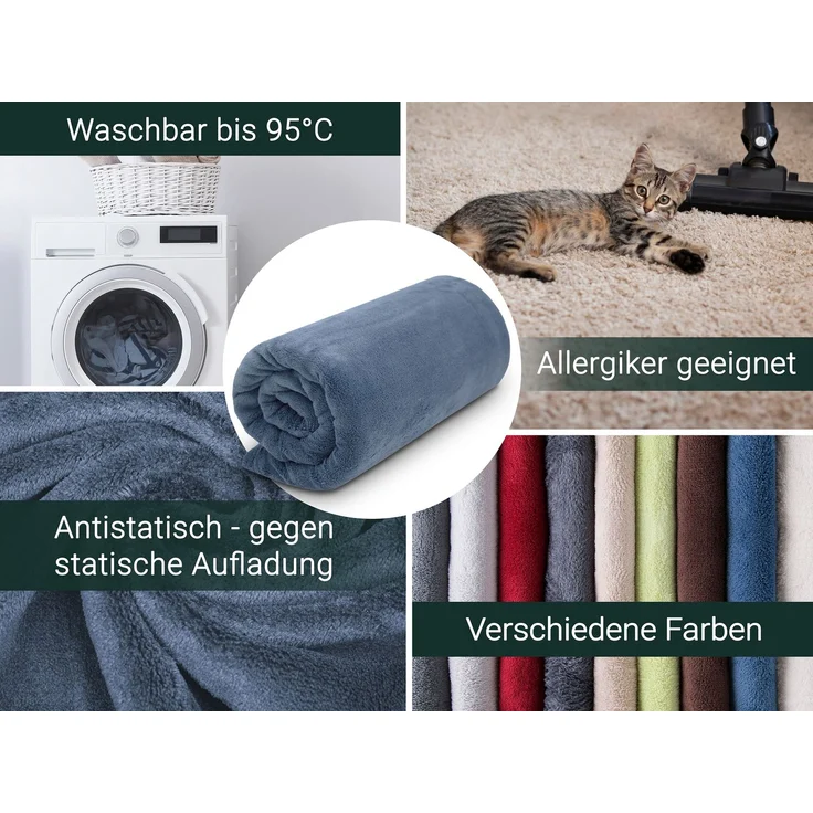ZOLLNER Kuscheldecke, 150x200 cm, blau (dunkelblau) – Bild 2