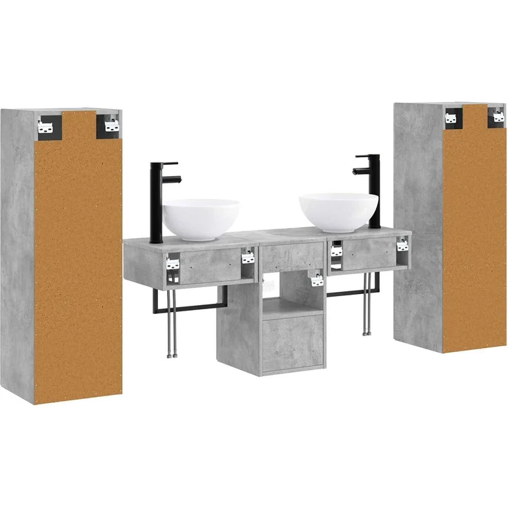 vidaXL Badezimmerschrank-Set 5 stk. Betongrau 33 x 34,5 x 100 cm 3405966 – Bild 7