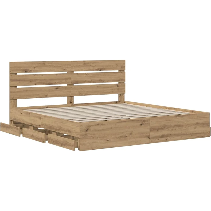 vidaXL Bed Frame with Storage and Headboard Artisan Oak 180 x 200 cm 3445834 – Bild 4